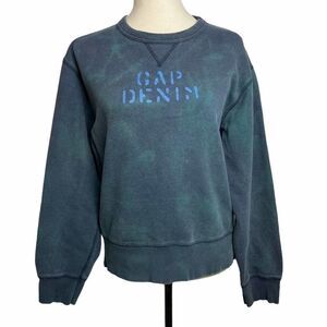 Gap Denim logo Customized Pull Over Sweater Blue & Green Tie Dye Cotton Blend S